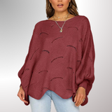 Autumn Collection : Pull Femme Ample Élégant in Bourgogne van Seroa
