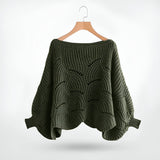 Autumn Collection : Pull Femme Ample Élégant in Vert armée van Seroa