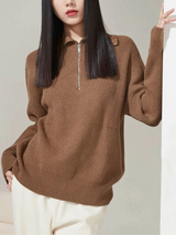 Autumn Collection : Pull Femme Coton Cinq Couleurs in Marron van Seroa