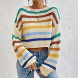 Pulls pour femmes : Pull Femme Multicolore Rayé in Abricot van Seroa