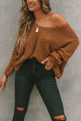 Pulls pour femmes : Pull Femme Élégant Épaules Dénudées in Marron van Seroa