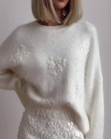 Pulls pour femmes : Robe Femme Pull Féminin Douillet in Blanc van Seroa