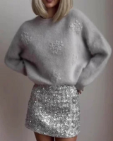 Pulls pour femmes : Robe Femme Pull Féminin Douillet in Gris van Seroa
