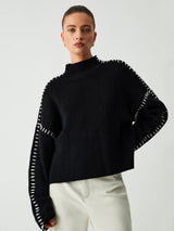 Autumn Collection : Pull Femme Ample Décontracté in Noir van Seroa