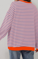 Autumn Collection : Pull Femme Ample Coton Marine Bleu Rayé in van Seroa