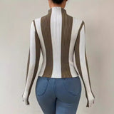 Pulls pour femmes : Pull Femme Hiver Col Montant Automne Rayé in van Seroa