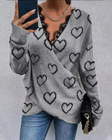 Pulls pour femmes : Pull Femme Élégant Dentelle in Gris van Seroa