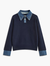 Pulls pour femmes : Pull Femme Col Chemis Mode in Bleu van Seroa