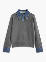 Pulls pour femmes : Pull Femme Col Chemis Mode in Gris van Seroa