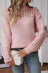 Autumn Collection : Pull Femme Automne Confortable Maille in Rose van Seroa