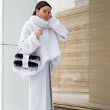 Pulls pour femmes : Pull Femme Hiver Col Roulé Ample in Blanc van Seroa