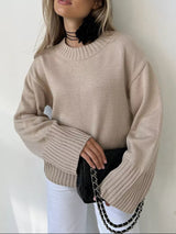Autumn Collection : Pull Femme Ample Col Rond Décontracté in Marron van Seroa