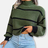 Pulls pour femmes : Pull Femme Col Roulé Décontracté Rayé in van Seroa