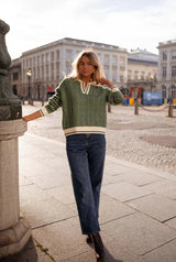 Pulls et gilets : Pull Femme Vert Col V Élégant in van Seroa