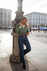 Pulls et gilets : Pull Femme Vert Col V Élégant in van Seroa