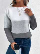Autumn Collection : Pull Femme Col Rond in Gris clair van Seroa
