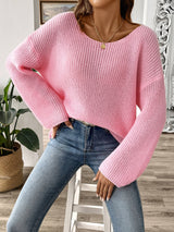 Pulls pour femmes : Pull Femme Confortable Encolure Large in Rosa van Seroa