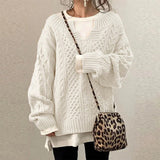 Autumn Collection : Pull Femme Confortable Tricoté Maille in Blanc van Seroa