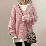 Autumn Collection : Pull Femme Confortable Tricoté Maille in Rose van Seroa