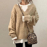 Autumn Collection : Pull Femme Confortable Tricoté Maille in Kaki van Seroa