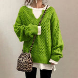 Autumn Collection : Pull Femme Confortable Tricoté Maille in Vert van Seroa