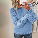 Autumn Collection : Pull Femme Décontracté Manches Lanternes in Bleu ciel van Seroa