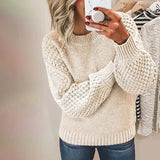 Autumn Collection : Pull Femme Décontracté Manches Lanternes in Beige van Seroa
