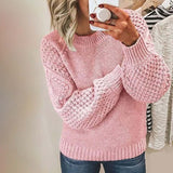 Autumn Collection : Pull Femme Décontracté Manches Lanternes in Rose van Seroa