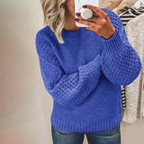 Autumn Collection : Pull Femme Décontracté Manches Lanternes in Bleu roi van Seroa