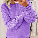 Autumn Collection : Pull Femme Décontracté Manches Lanternes in Violet van Seroa