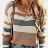 Pulls : Pull Femme Laine Col Rond Décontracté Rayé in van Seroa