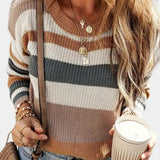 Pulls : Pull Femme Laine Col Rond Décontracté Rayé in van Seroa