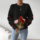 Pulls pour femmes : Pull Femme Col Rond Décontracté in Noir van Seroa