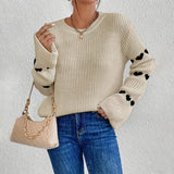 Pulls pour femmes : Pull Femme Col Rond Décontracté in Abricot Noir van Seroa