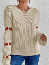 Pulls pour femmes : Pull Femme Col Rond Décontracté in Abricot Rouge van Seroa
