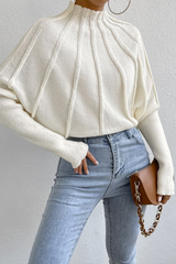 Autumn Collection : Pull Femme Col Roulé Décontracté in Blanc crémeux van Seroa