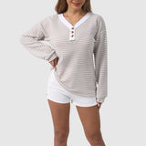 Pulls pour femmes : Pull Femme Décontracté Rayures Maille in Beige van Seroa