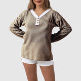 Pulls pour femmes : Pull Femme Décontracté Rayures Maille in Marron van Seroa