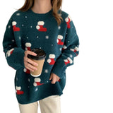 Pulls pour femmes : Pull Femme Hiver Col Rond in Vert paon van Seroa