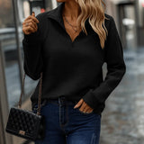Autumn Collection : Pull Femme Col V Ample in Noir van Seroa