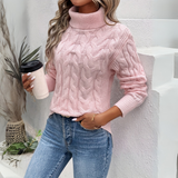 Autumn Collection : Pull Femme Élégant Col Haut in Rose van Seroa