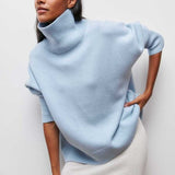 Pulls pour femmes : Pull Femme Col Roulé Chic Original in Bleu clair van Seroa