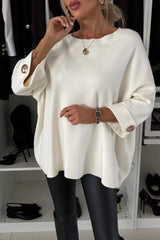 Autumn Collection : Pull Femme Élégant Détails Boutonnés in Blanc van Seroa