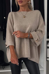 Autumn Collection : Pull Femme Élégant Détails Boutonnés in Marron van Seroa