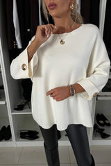 Autumn Collection : Pull Femme Élégant Détails Boutonnés in van Seroa