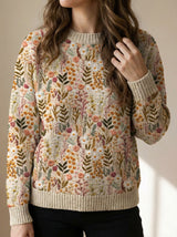 Pull de Noel : Pull Femme Laine Fleurs Brodé in van Seroa