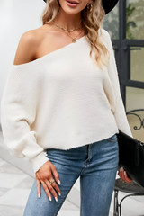 Autumn Collection : Pull Élégant avec Manches Dolman Femme Autumn Collection in Blanc van Seroa