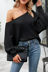Autumn Collection : Pull Élégant avec Manches Dolman Femme Autumn Collection in Noir van Seroa