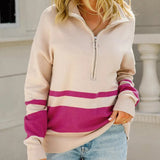 Autumn Collection : Pull Femme Hiver Élégant in Blanc-Rose van Seroa