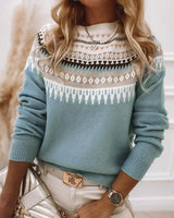 Autumn Collection : Pull Femme Tricot Scandinav in Bleu van Seroa